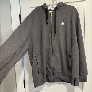 Moose Knuckles Gray Zip-Up Hoodie with Logo, XXL